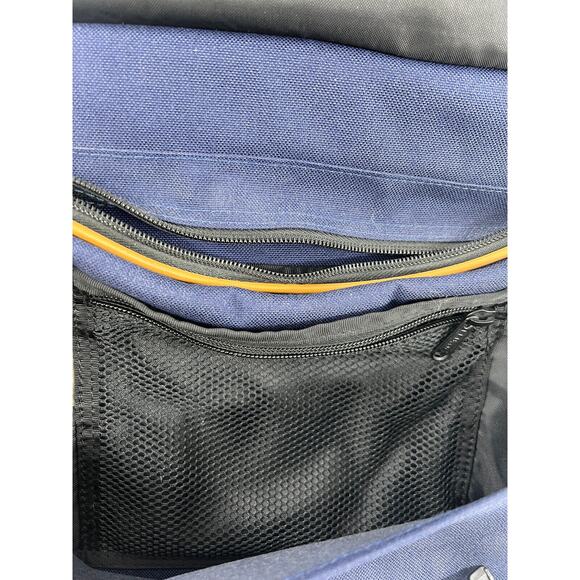 Vintage LL Bean Bag Blue Tan Waxed Canvas Laptop School 18 x 12 Work Career - Picture 5 of 12